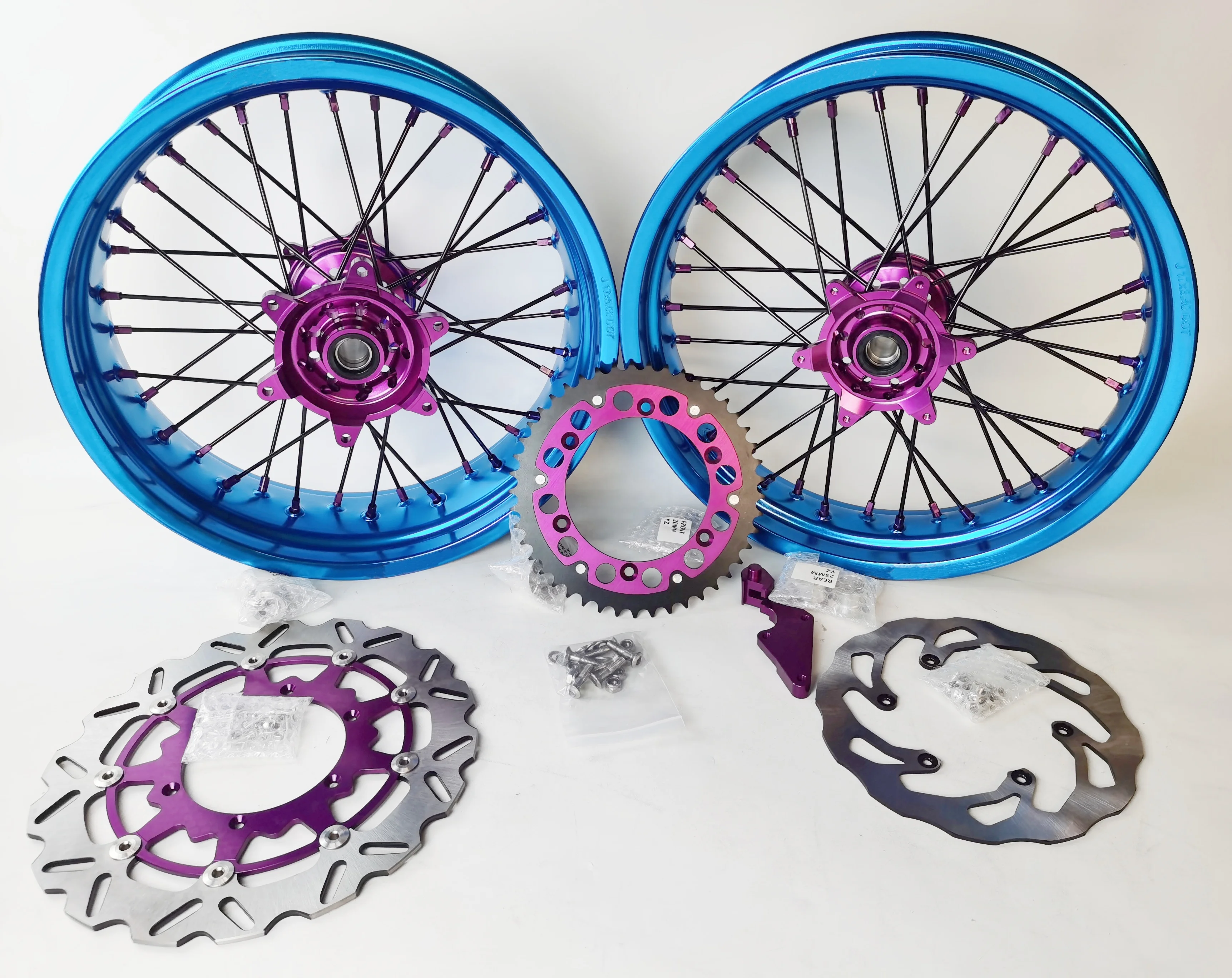 17 Inch Super Motard wheels with Titanium rainbow Wheel hubs for KTM EXC SXF 250