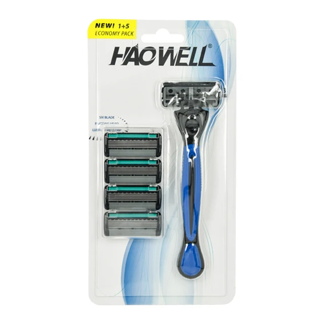 HW-B604DR  New design six 6 blade high quality shaving razor for men