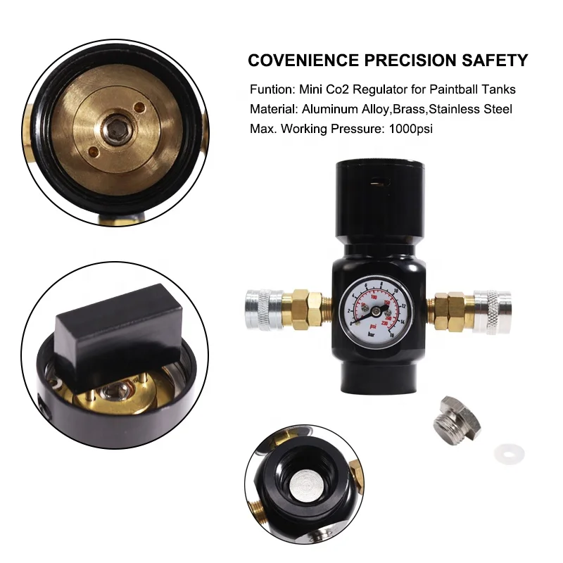 Double 8mm Female QuicK Plug Mini CO2 Regulator Outer Pressure for Pneumatic Tools Sport Paintball Game