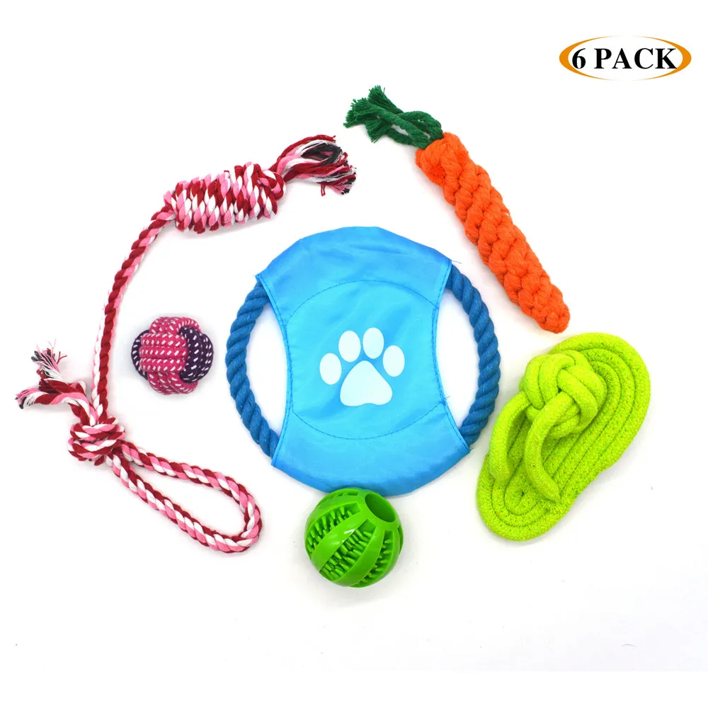 10 pack durable cotton puppy teeth dog chew toy set rope pet toys