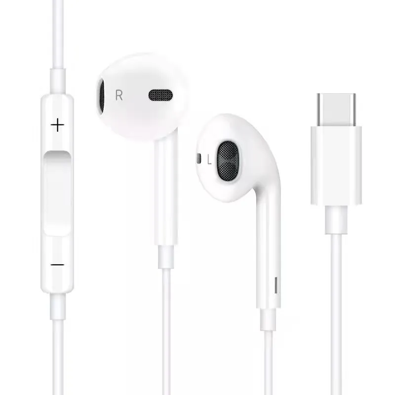 Hot Sell Factory Wholesale high Quality Type-C  Wired Earphones Headphone HiFi stereo with Mic for samusng for huawei