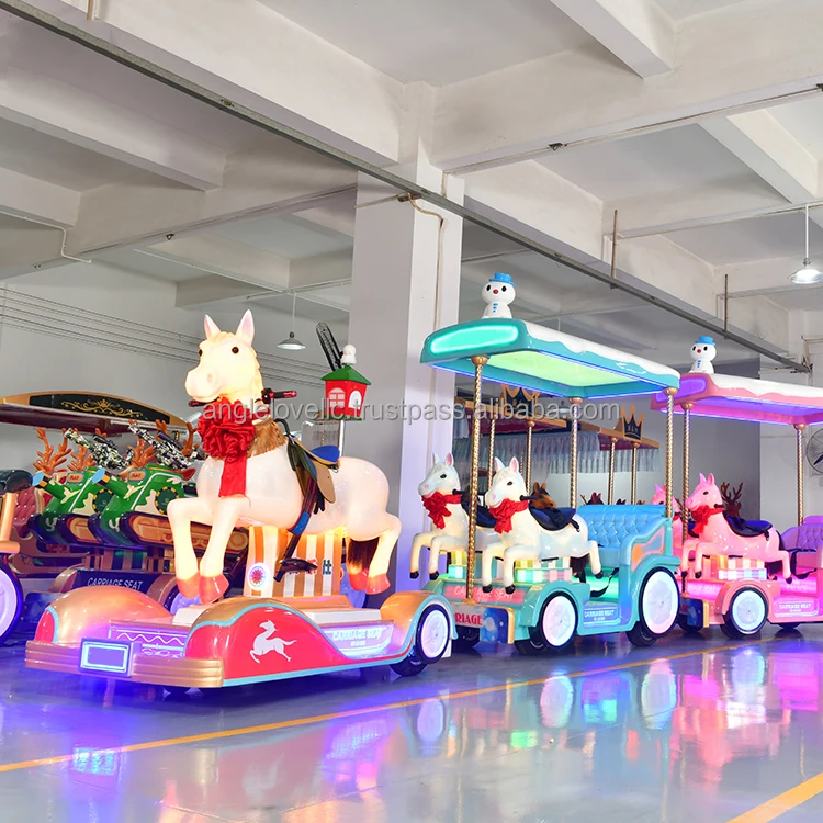 Electric Trackless Train Ride Steel and Alloy Material Amusement Park Attractions for Shopping Mall Tourist Playground Train