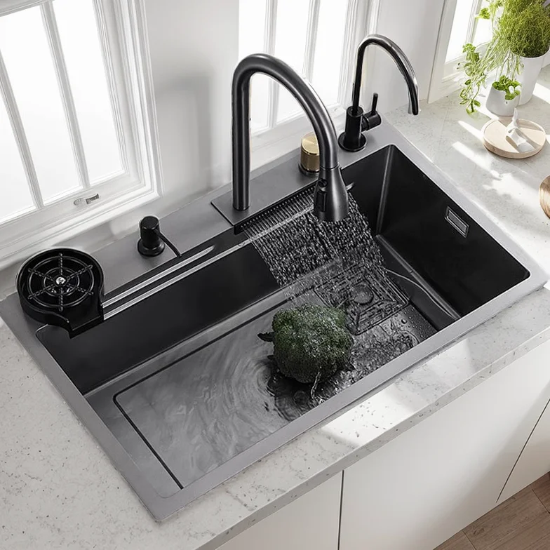 High-end under mount waterfall stainless steel sink kitchen sinks