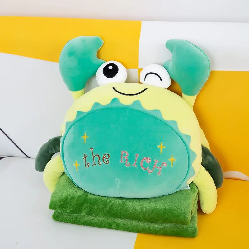 AIFEI TOY soft cute Coral velvet crab Air Conditioning Blanket 2 In 1 sleeping pillow Animal plush toy for siesta cold-proof