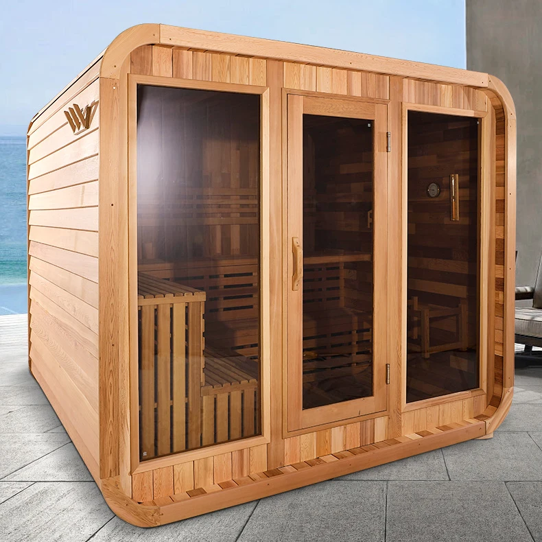 Red Cedar Wood Outdoor Cube Sauna with Heater