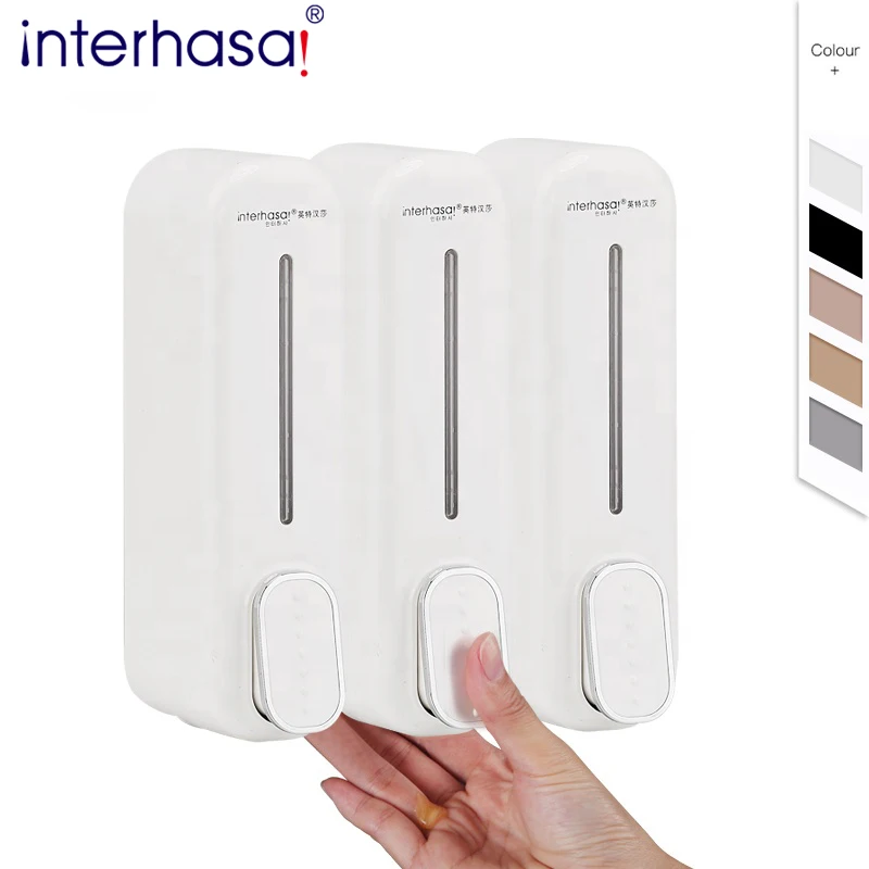 interhasa / bathroom 1050ml Zeepdispensers 3 shampoo and conditioner dispenser Wall mounted shower gel dispenser pump white