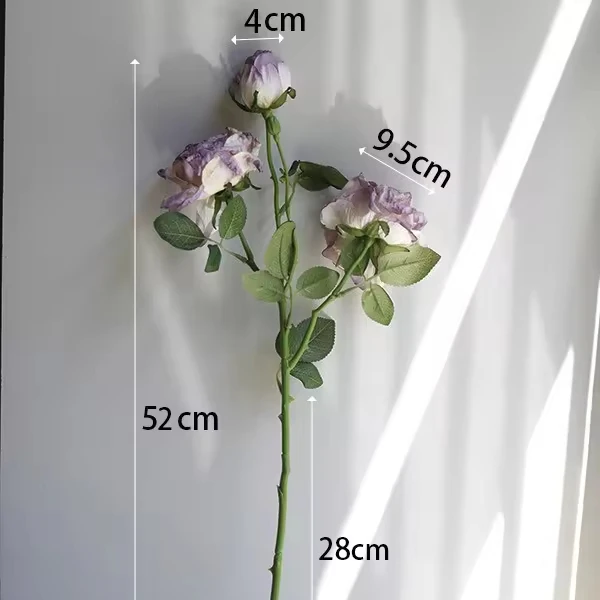 Antique Real Touch Artificial Flowers and Plants Dried Silk Cloth Rose Bouquet for Christmas Decorations