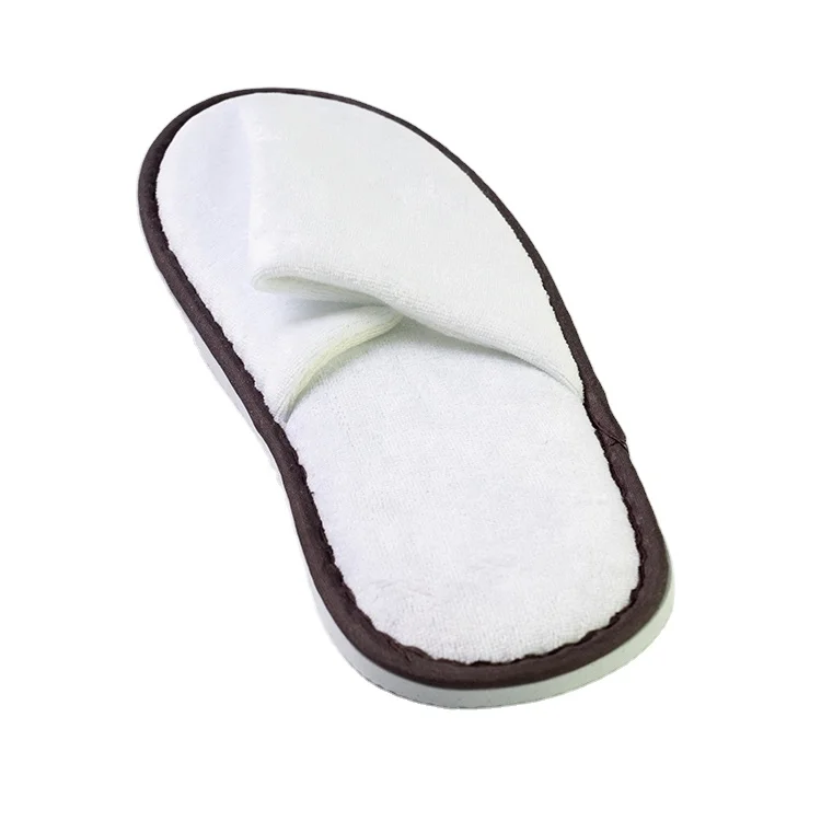 Custom Logo Cheap White Velvet Spa Slippers Hotel Spa Overnight Hotel Slippers