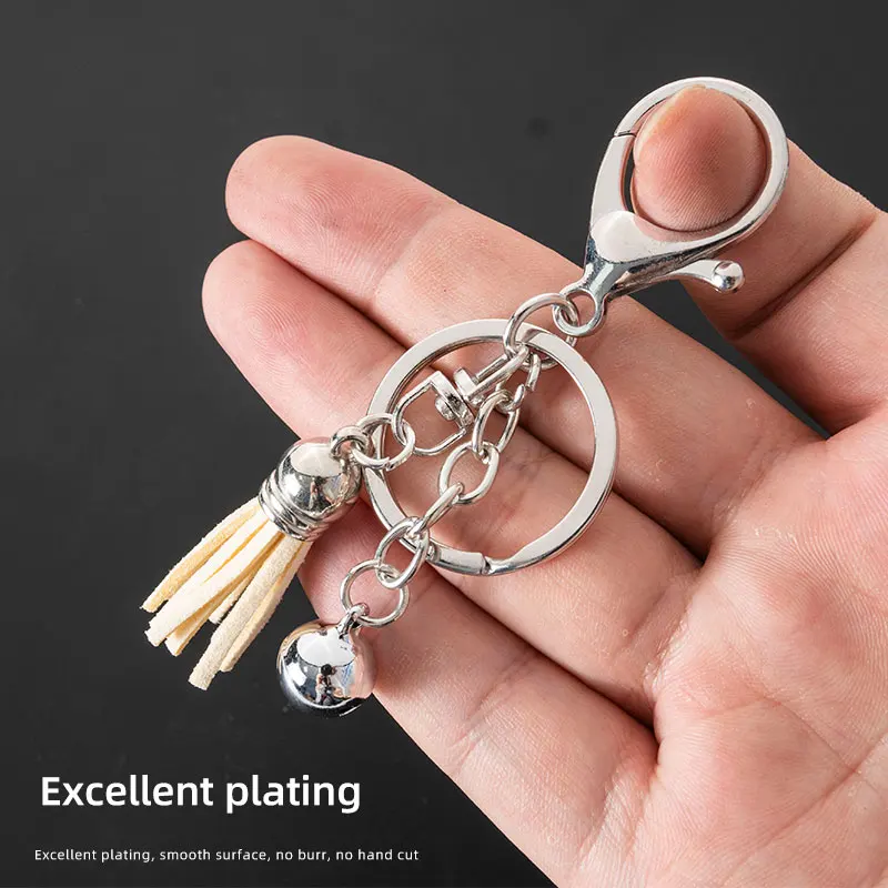Popular DIY Handmade Zinc Alloy Key Chain Colorful Pendant Metal Keychain with Tassels and Bell