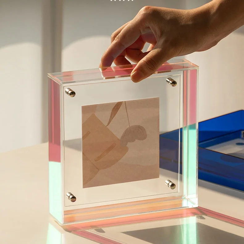 Оптовая продажа, Новое поступление, прозрачная акриловая магнитная кристаллическая стеклянная двухсторонняя плавающая настенная фоторамка