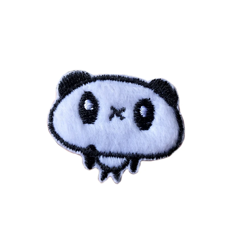 Cute cartoon fur embroidered fabric with red panda patches clothes with torn holes and adhesive patches