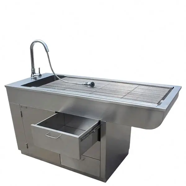 High quality veterinary treatment table with drawers stainless steel customized size Pet Grooming Bath Tubs