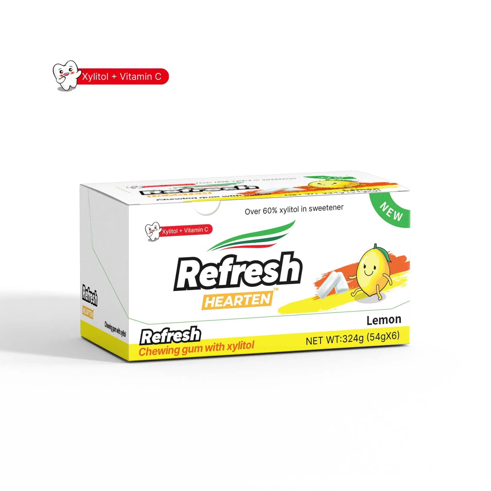44% Xylitol Hearten Lemon Flavor Sugar Free Chewing Gum