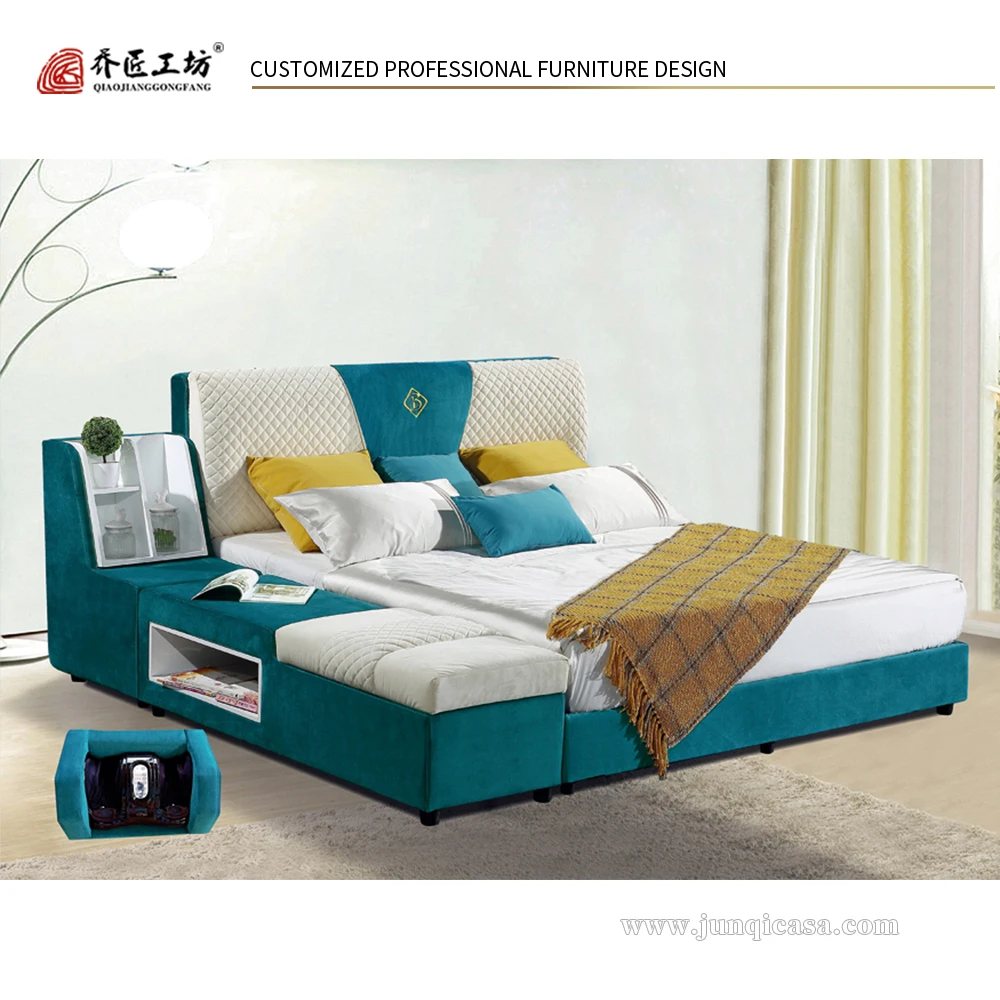 Modern Genuine Leather Royal Bedroom Funiture Double Bed Wedding Bed Bedroom Set