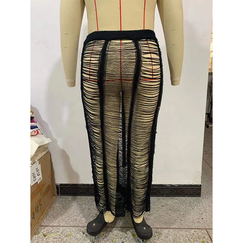 2022 New Sexy See Through Mesh Net Swimwear Skirt Plus Size Crochet Women Swimsuit Dress Beach Cover Up