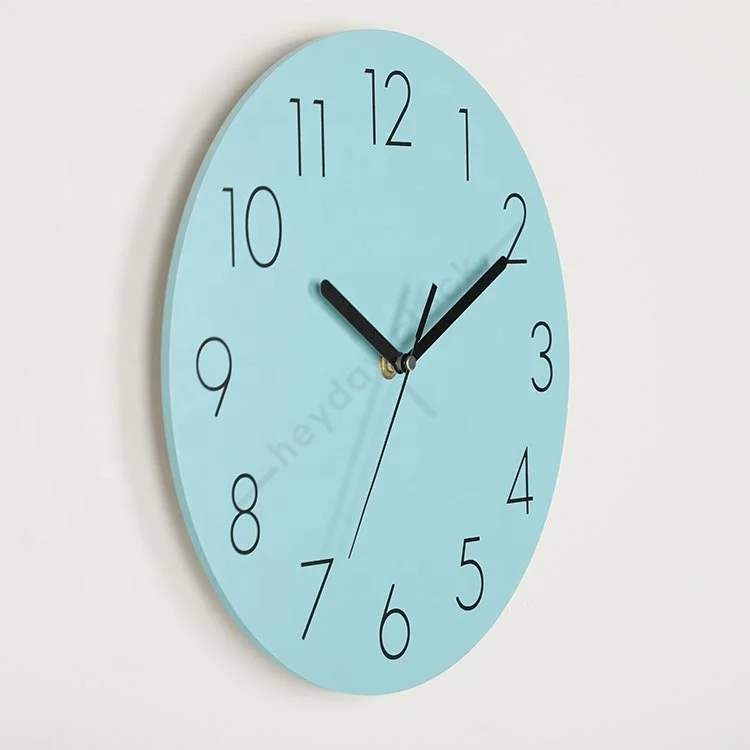 
12 inch modern design simple european style silent sweep movement wood wall clock minimal 