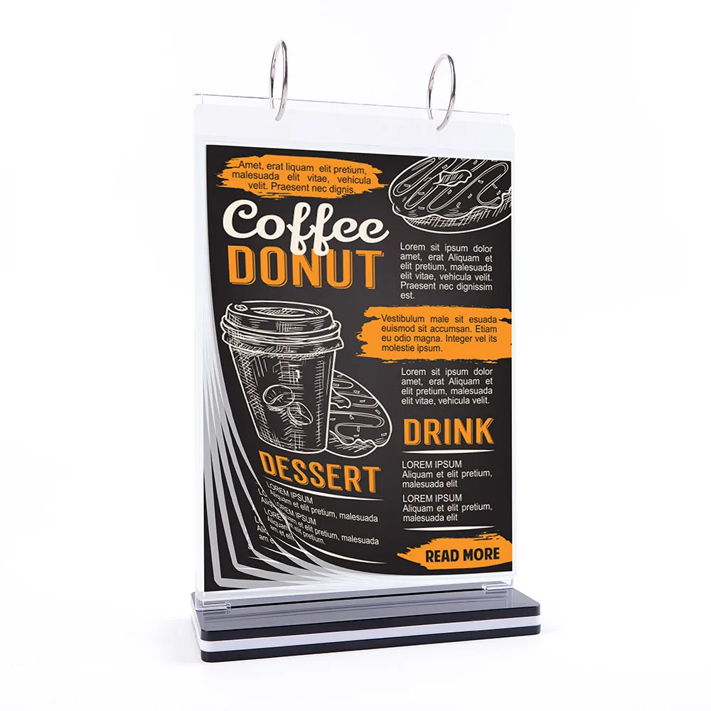 Flip Menu Stand Menu Advertising Display Stand Business Card Display Table Sign Display Stand 6-page Flipping Sign Holder