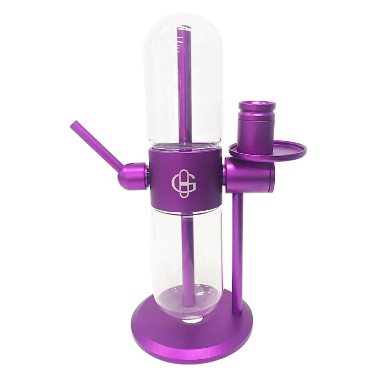 Custom Logo Gravity Hookah For Purple Gold Custom Case New Arabian Sandglas Glass 360 Gravity Perfected Hookah