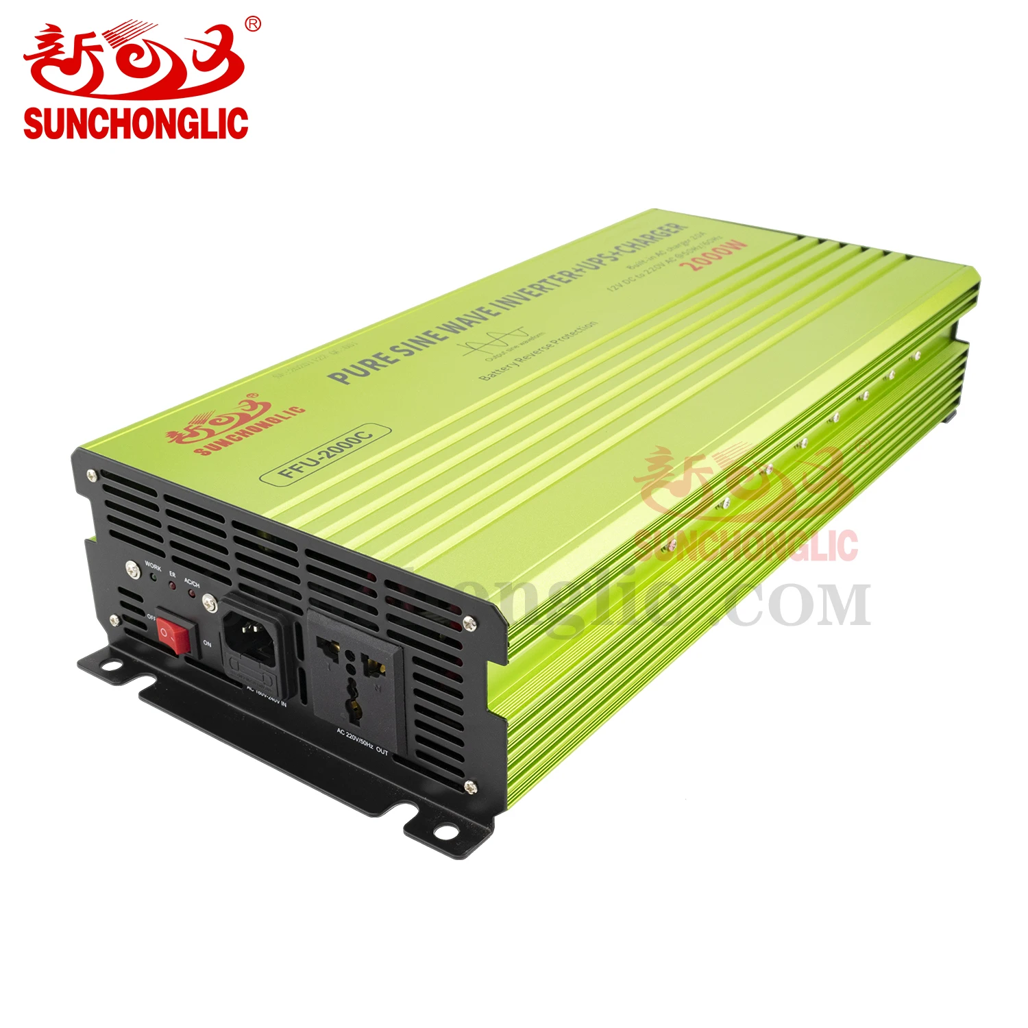 Sunchonglic 2000w inverters ups pure sine wave 12V 220V 2000 watt inverter with AC charger 20A