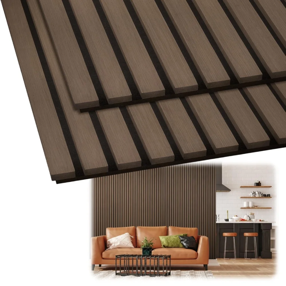 Interior Decor Wood Slat Wall Panel 35mm Slat Sound Absorbing PET MDF Acoustic Board Noise Cancelling Acoustic Wall Panels