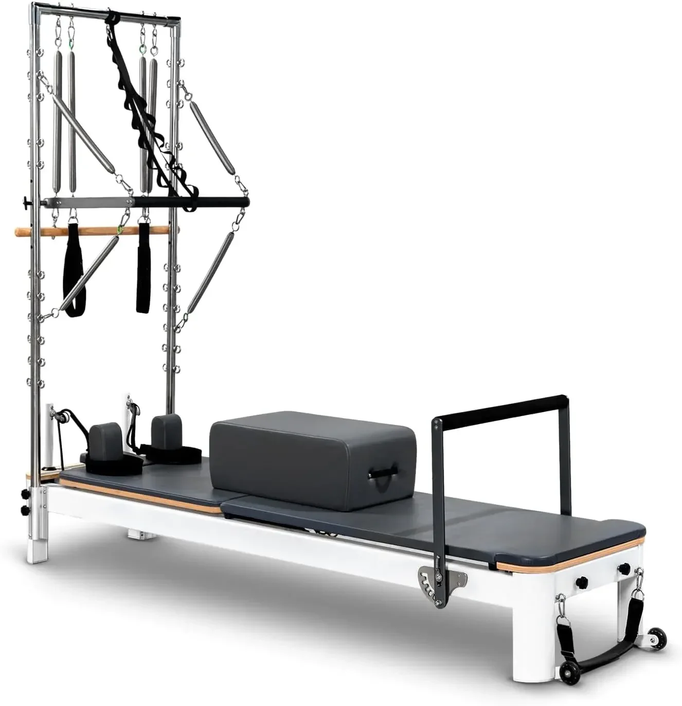 White Aluminum Reformer Half Trapeze Studio Reformer with Tower Reformer Half Trapeze