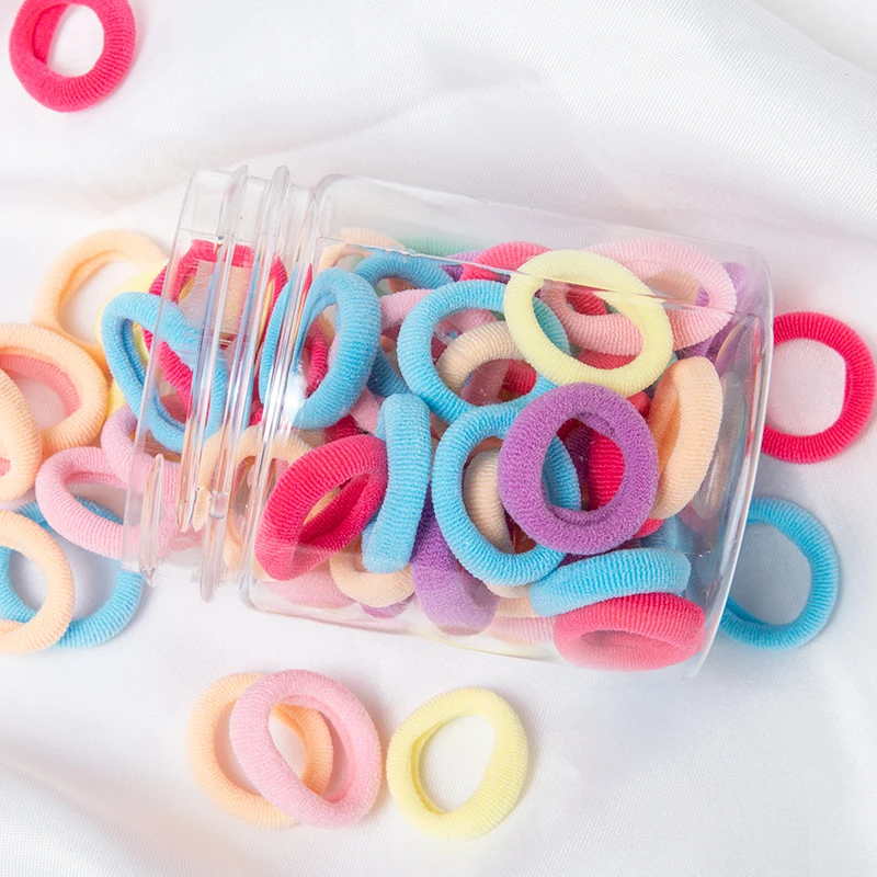Small 2cm High Elasticity 50 Students Head Rope Girls Towel Hair Ring Tie Rubber
