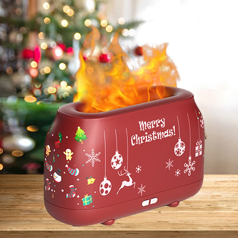 Рождественский диффузор с пламенем, аромадиффузор, диффузор с эфирным маслом, увлажнитель с холодным распылением
