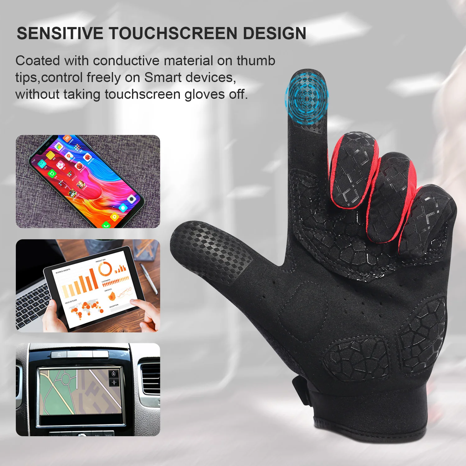 Summer Road Car Mountain Bike Riding Gloves Full Finger Bicycle Gloves