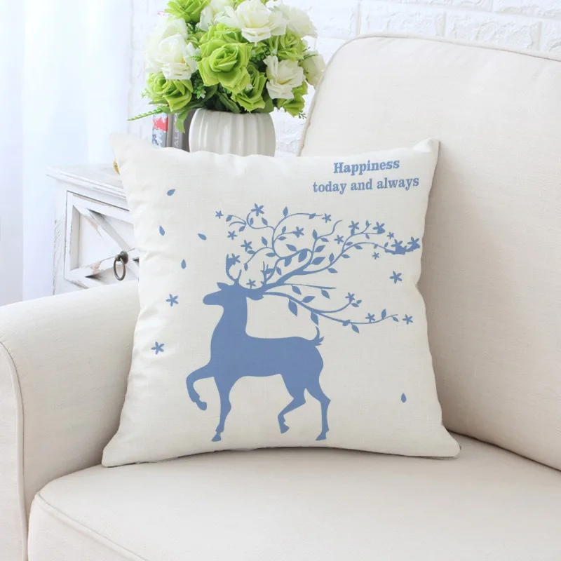 Amity Customized Modern Fashion Elk Printing Sofa Polyester Pillows Cushions Cover Decorative Home