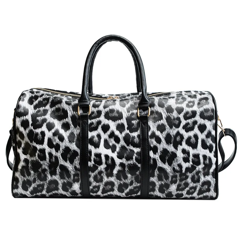 Feiyou Casual Waterproof Luggage Fashion Tote Bag PU Leather Leopard Large Capacity Duffle Women Travel Weekender Bag