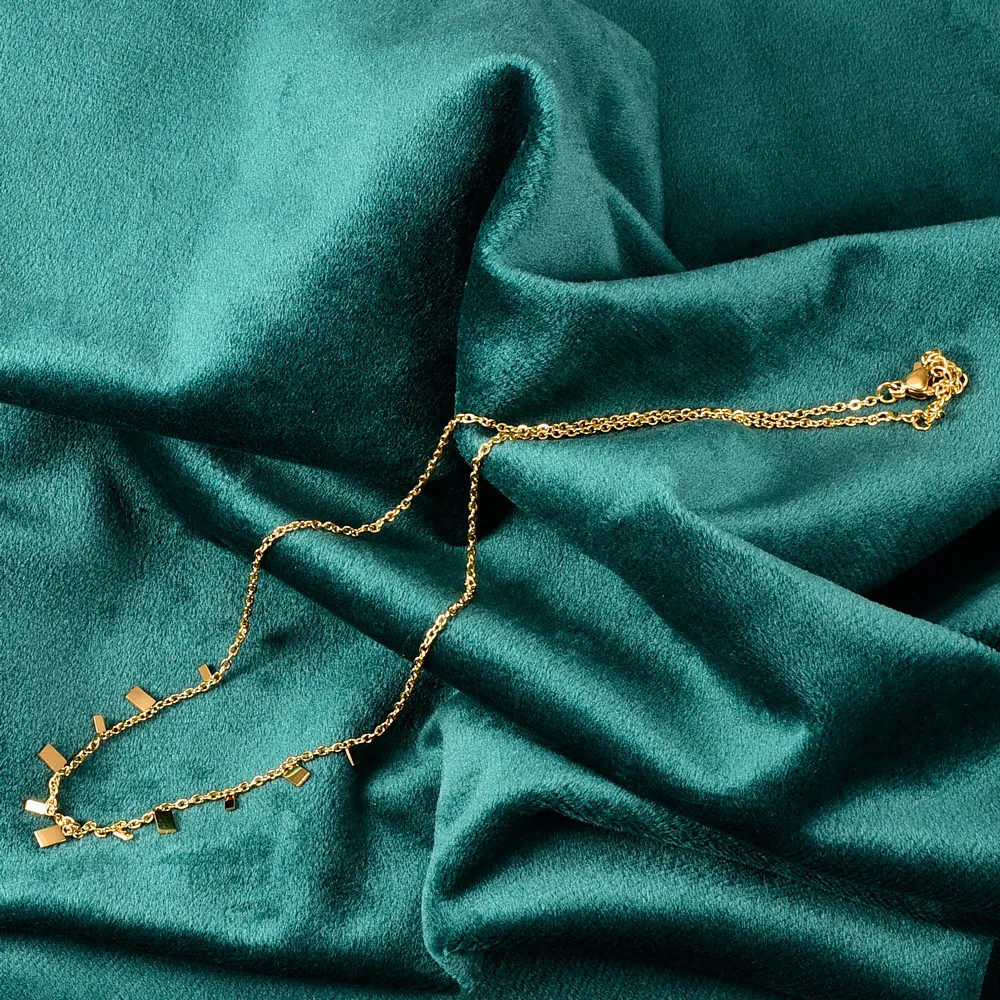 Best Selling Fashion Geometric Clavicle Chain Water Drop Necklace Women Rectangular Disc Stainless Steel Necklace