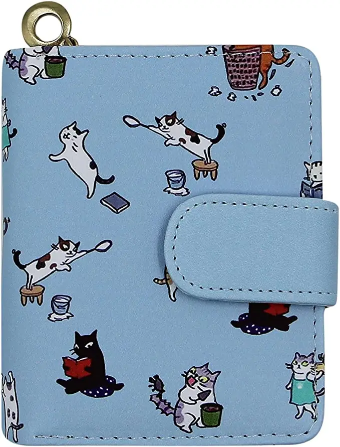 Girls Zipper Wallet Cute Cat Printed Purse Coin Card Holder