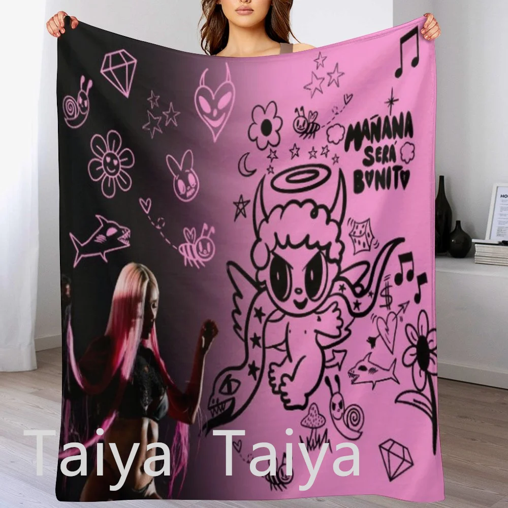 Hot Sale popular halloween Karol G pink hair manana sera bonito bichota season Flannel fleece travel nap throw blankets