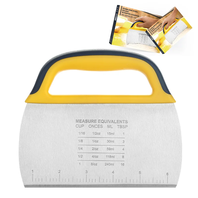 Kitchen Baking Tool Dough Scraper with Measuring Scale Stainless Steel dough Scraper Cutter