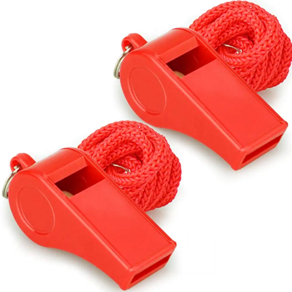 Red Emergency Whistles with Lanyard Loud Crisp Sound Plastic Whistles Ideal for Lifeguard Self-Defense and Emergency
