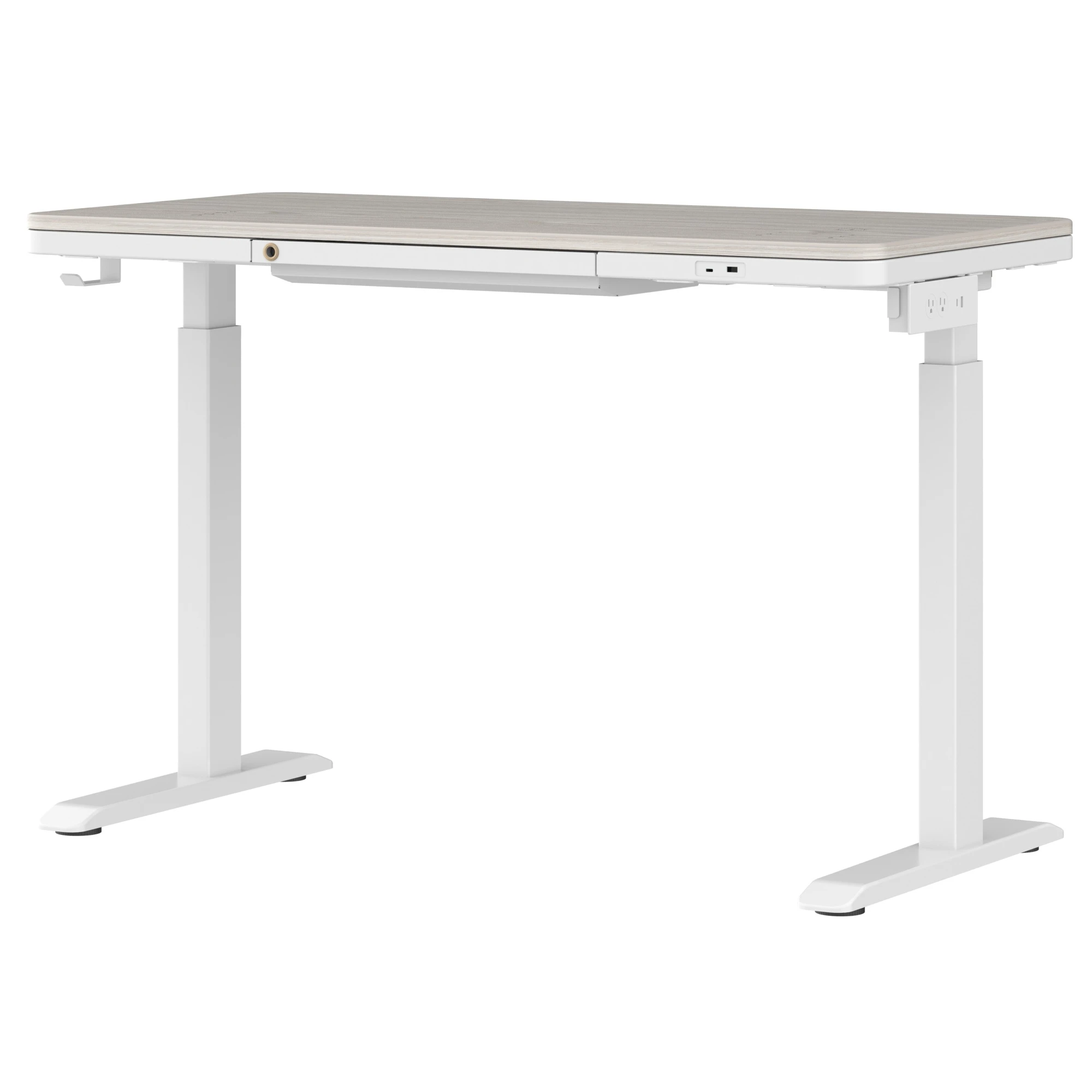 New Arrival dual motor customized  white electronic standing desk table  bluetooth speaker sit stand desk