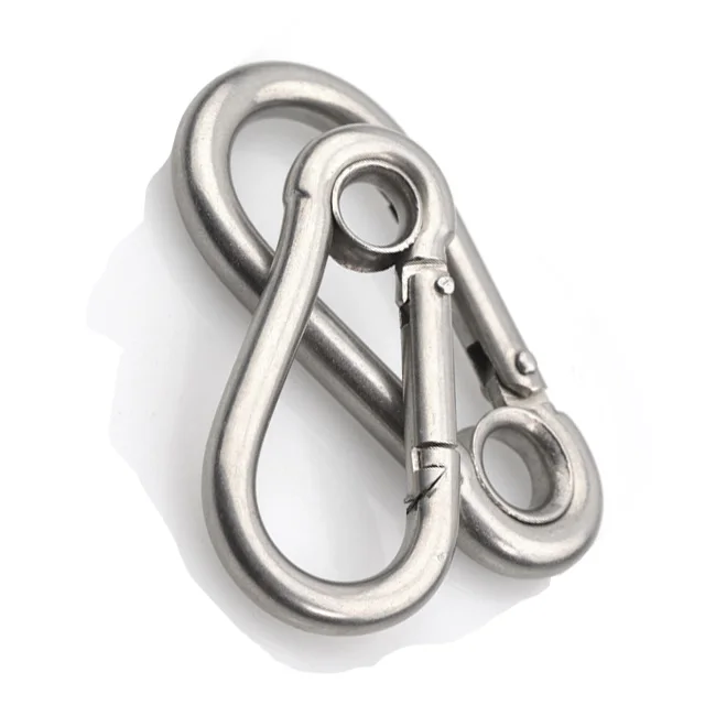 High quality ss 304 safety M11 snap hook with holes Stainless Steel Spring Snap Hooks with Eyelets and Screw Nuts made in China