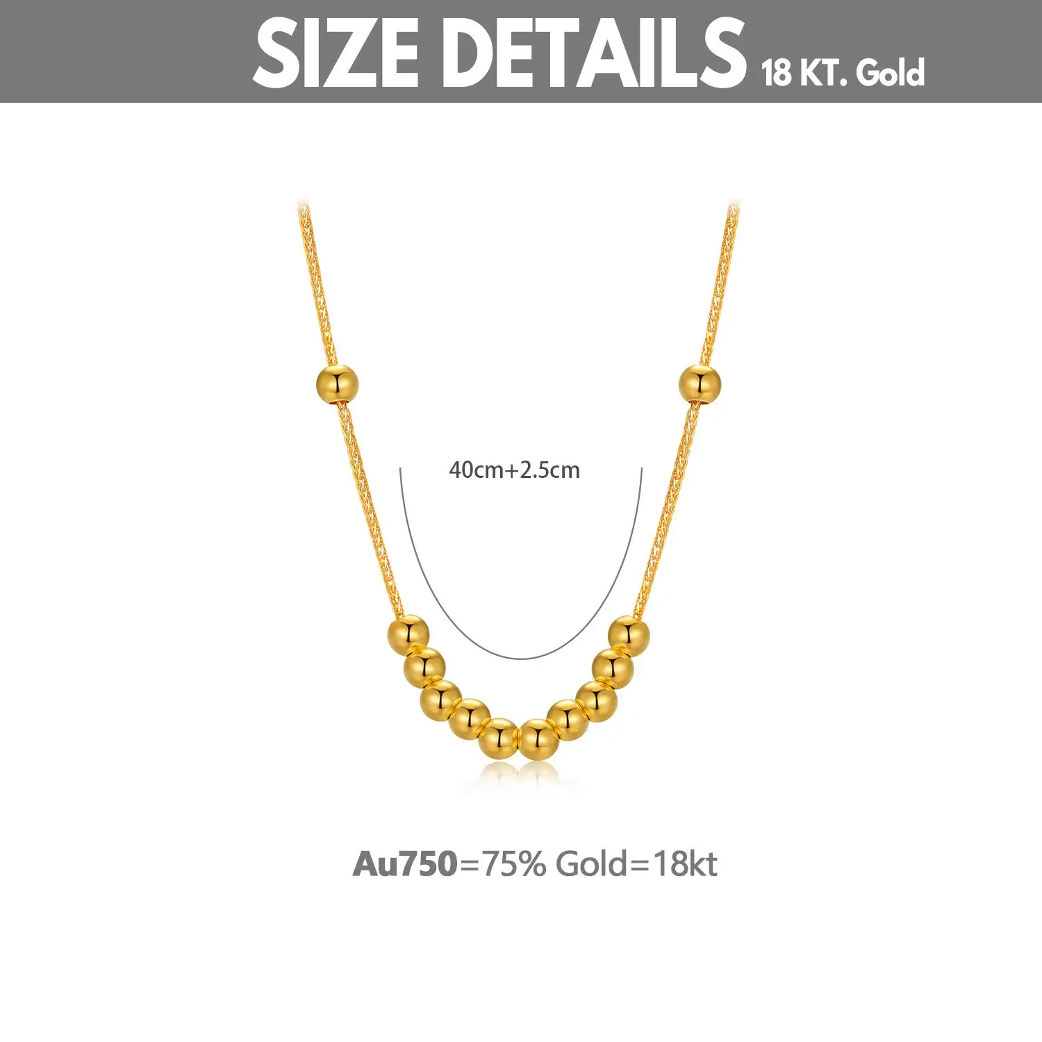 Wholesale Products Ladies Pure Gold Beaded Necklace Real Gold Jewelry 18k with Certificate