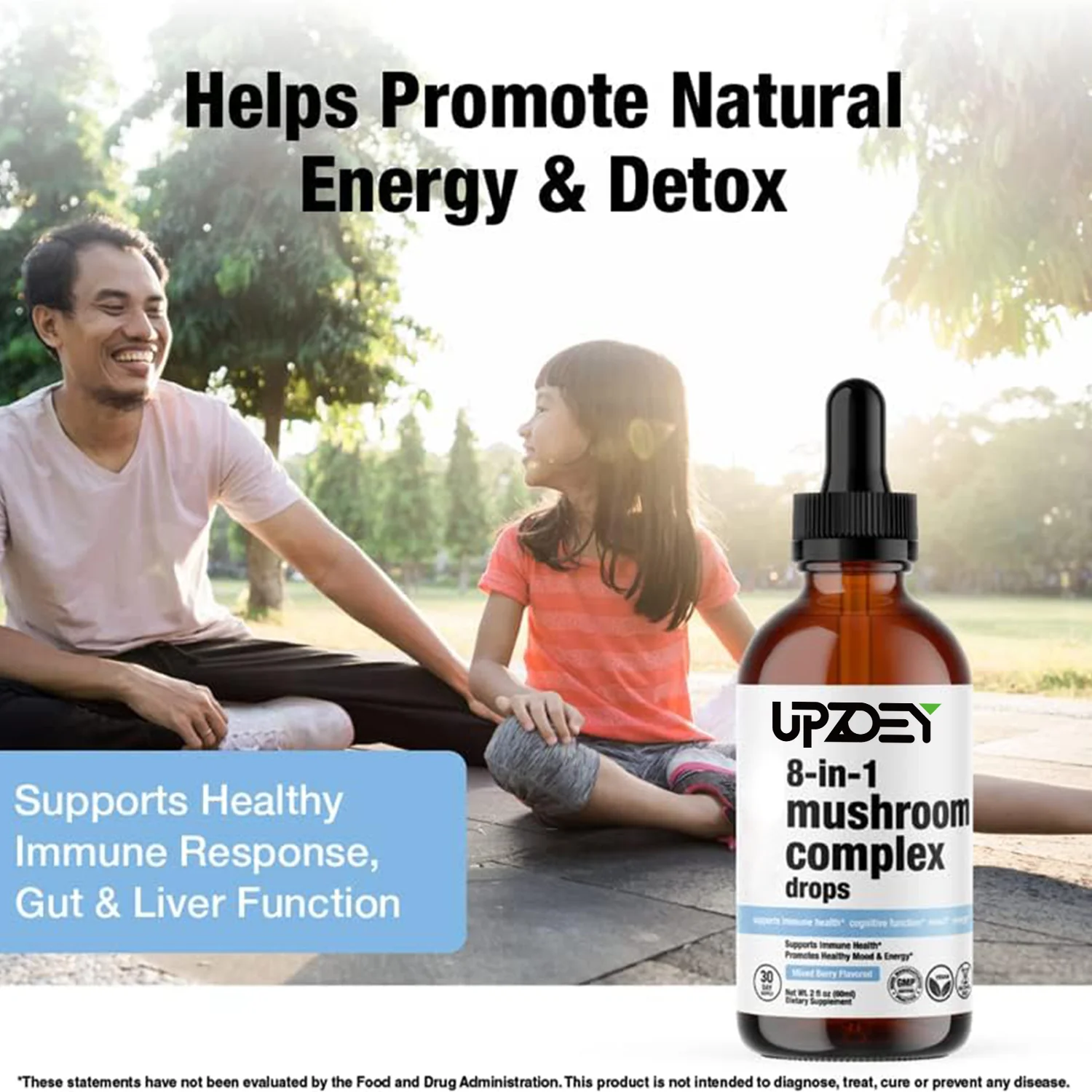 8-in-1 Mushroom Supplement Drops Nootropics Brain Support Supplement for Energy & Immune Support Gut&Liver Function