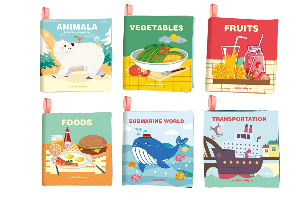 Enlighten Soft Baby Cloth Books Jungle Animal and Colors Recognition Style Baby Fabric Book Learning Educational Cute Cloth Book