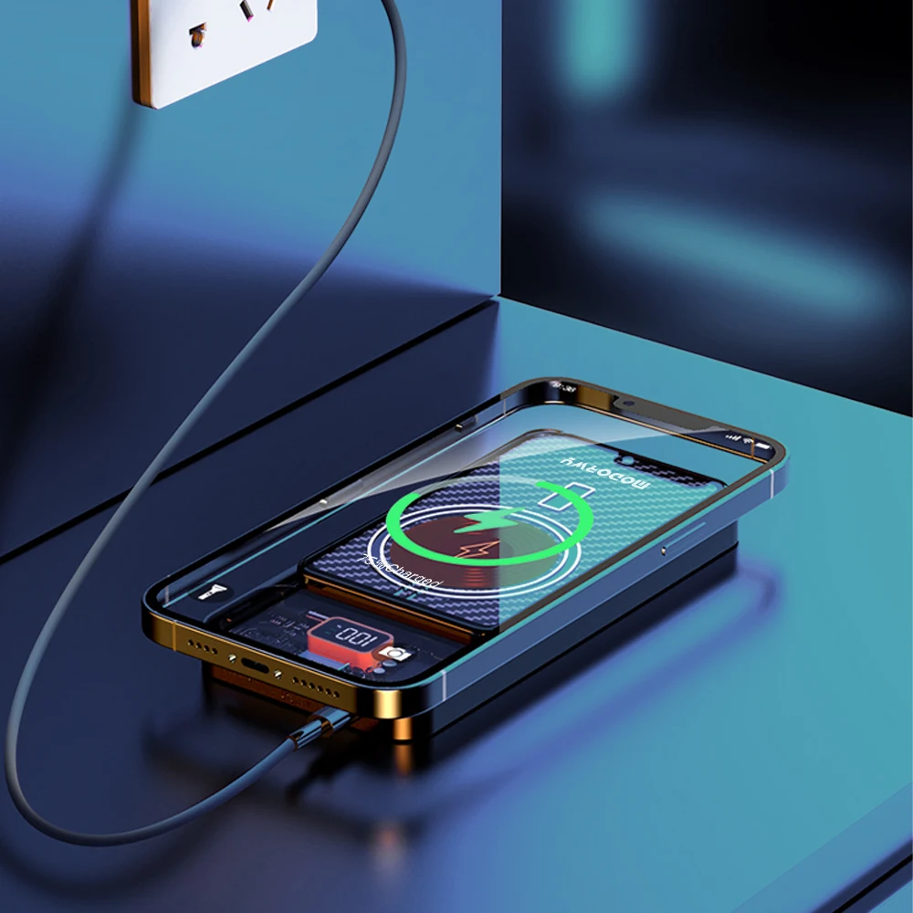 Latest Design Portable charger 12000mah Magnetic Power Bank Battery Pack Wireless chargers transparent Portable Mobile Charge