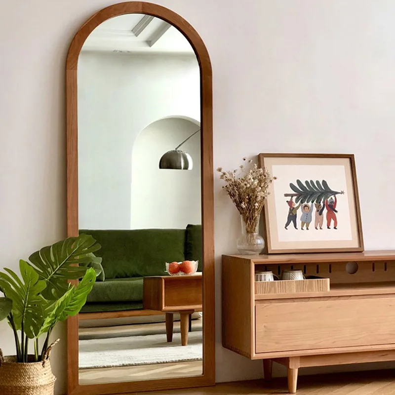 Dreamhause Wood Dressing Whole Body Floor Shaped Mirror Homestay Home Living Room Bedroom Decoration Mirror