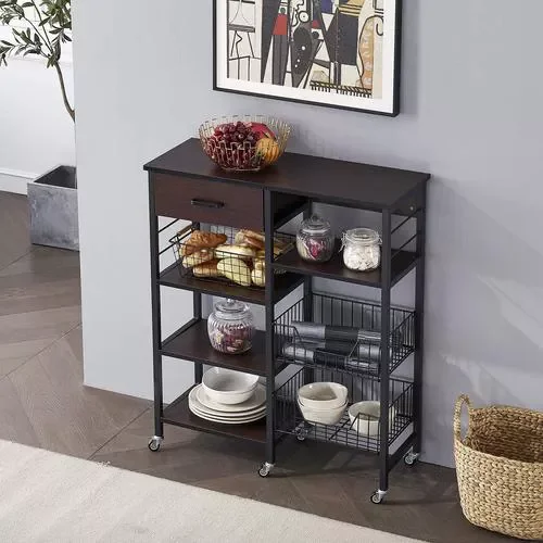 wooden rolling storage kitchen trolley wheels island cart with drawers mobile food kitchen cart