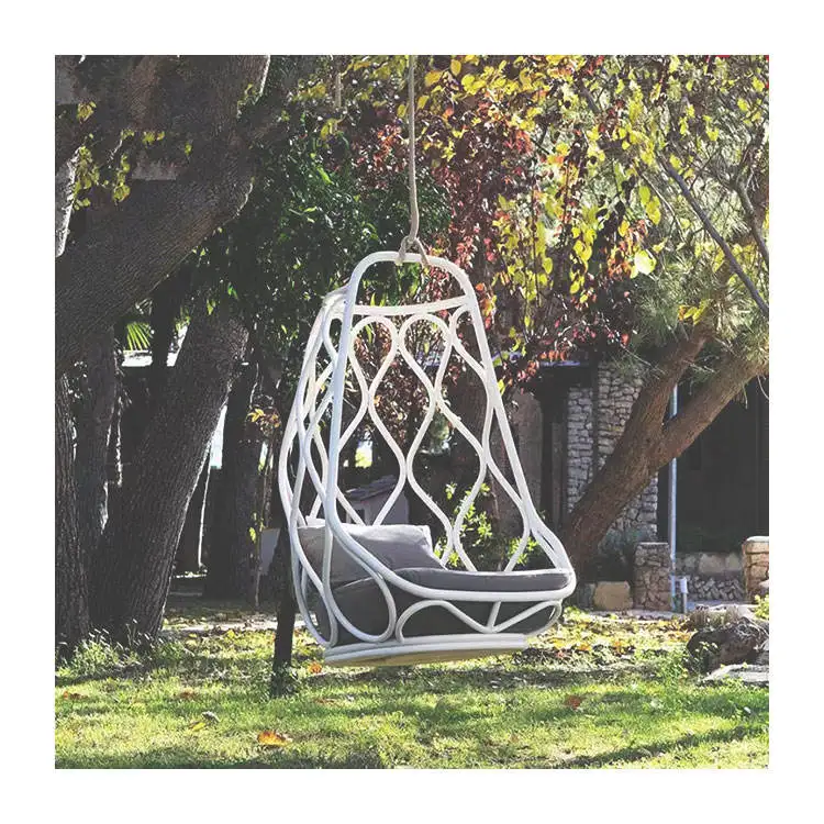 Modern garden swing basket design Iron leisure egg shaped hammock aluminum outdoor hanging basket