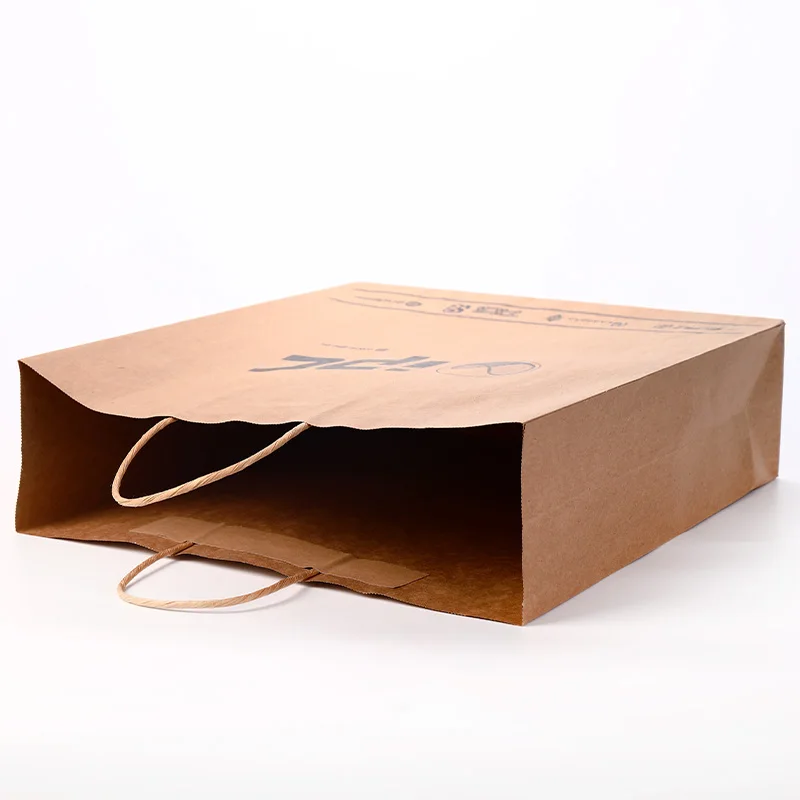custom Recyclable Kraft Paper Bag With Your Own Logo, Custom Shopping Paper Bag For Food With Handle