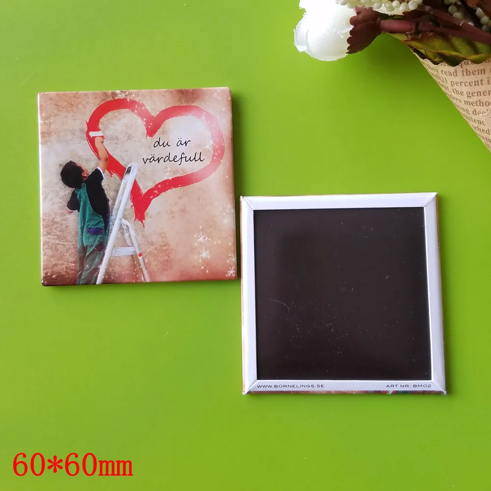 Factory custom printing  60*60mm metal tinplate  tin fridge magnet