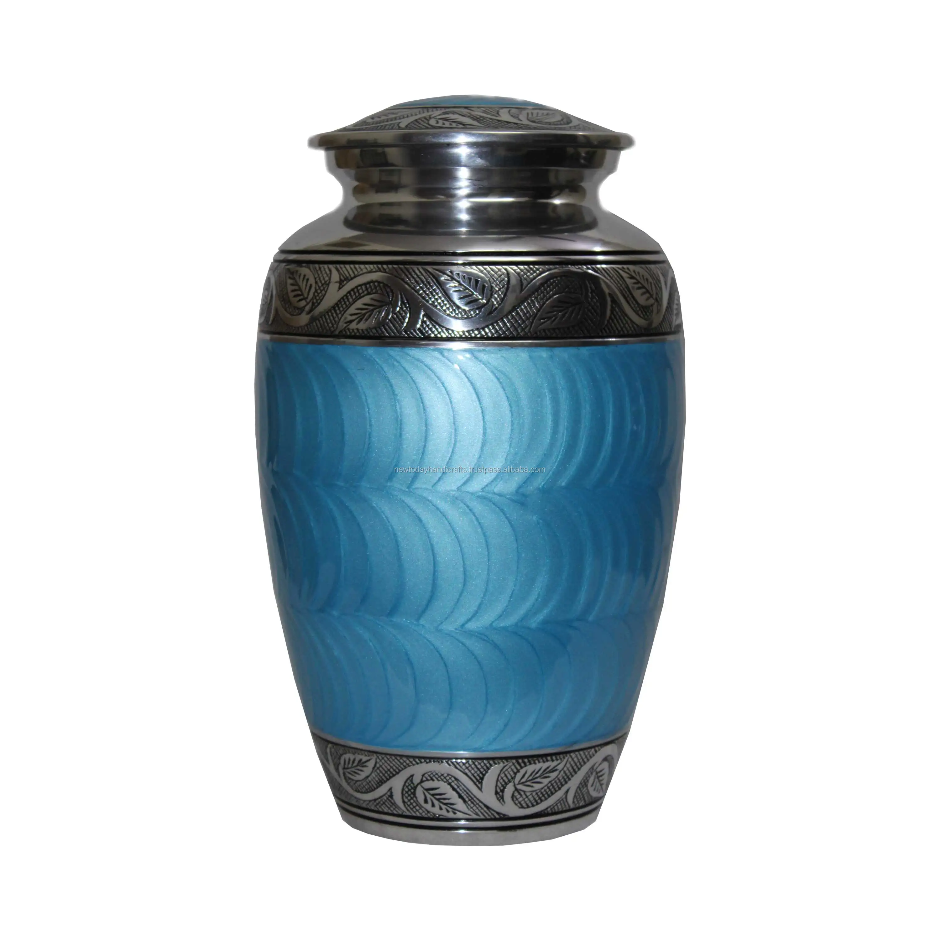 High on Demand Best Quality Blue Waves Classic Urns For Ashes Hot Selling Metal Adult Cremation Urns for Humans Ashes cremations