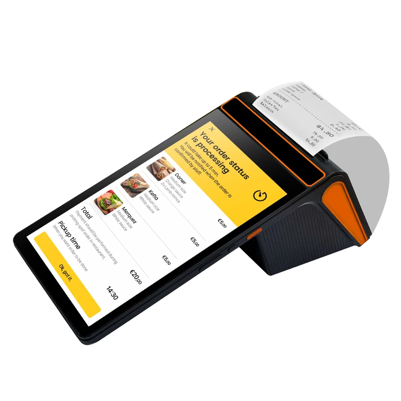 Портативный терминал Android 12 POS с 8-дюймовым экраном и встроенным принтером NFC WIFI Bluetooth USB Connectivity
