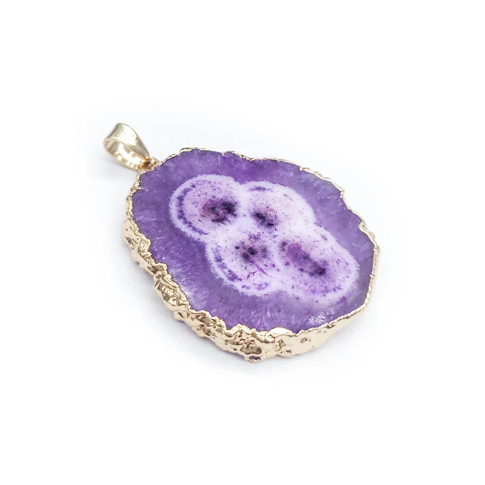 High Quality Natural Rough Crystal Healing Sun Flower Agate Geode Raw Gemstone Jewelry Irregular Exotic Charm Necklace Pendant