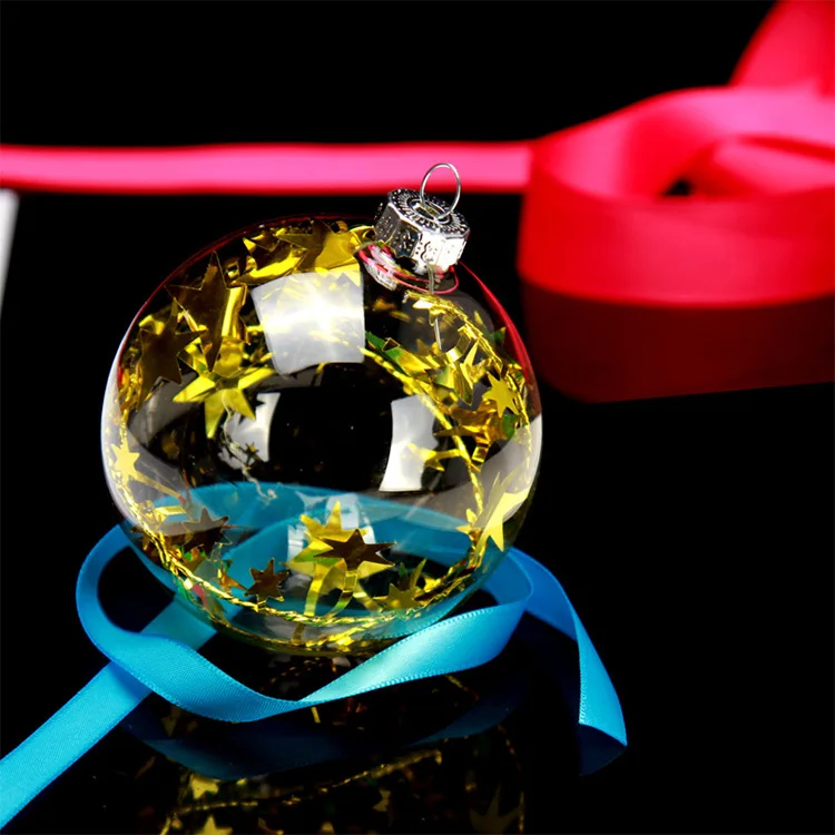 KG Xmas Customization bolas de navidad 6cm/8cm/10cm Clear Christmas Glass Baubles Transparent Christmas Glass Ball With Filler